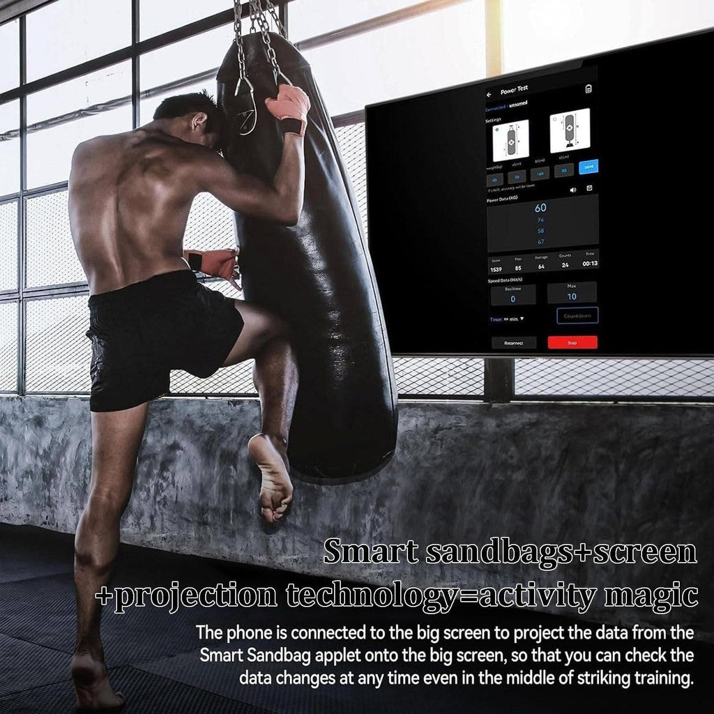 Real-Time Punch Power Tracker with 200H Runtime | Smart Boxing Sensor with App | Voice Feedback & Data Charts for Heavy Punching Bags, Boxing & Kickboxing Black