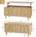 Lift Top Coffee Table with Arched Finish, Modern Coffee Table with Lifting Tabletop & Hidden Storage, Wood Center Table for Living Room,Convenient for Dining, Gaming or Working (Natural)
