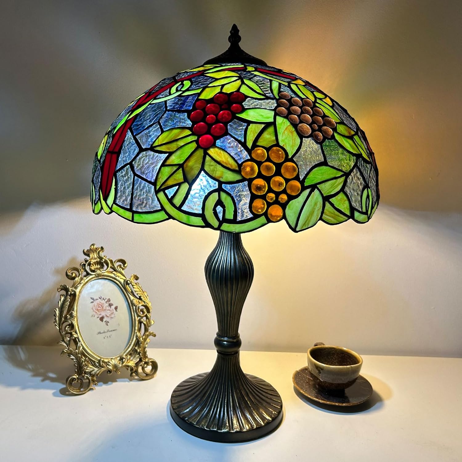Grape Tiffany Lamp Shade Replacement, Only 16X9 Inch Stained Glass Lampshades, Suitable for Table Lamp Floor Lamp Hanging Pendant lamp Ceiling Light
