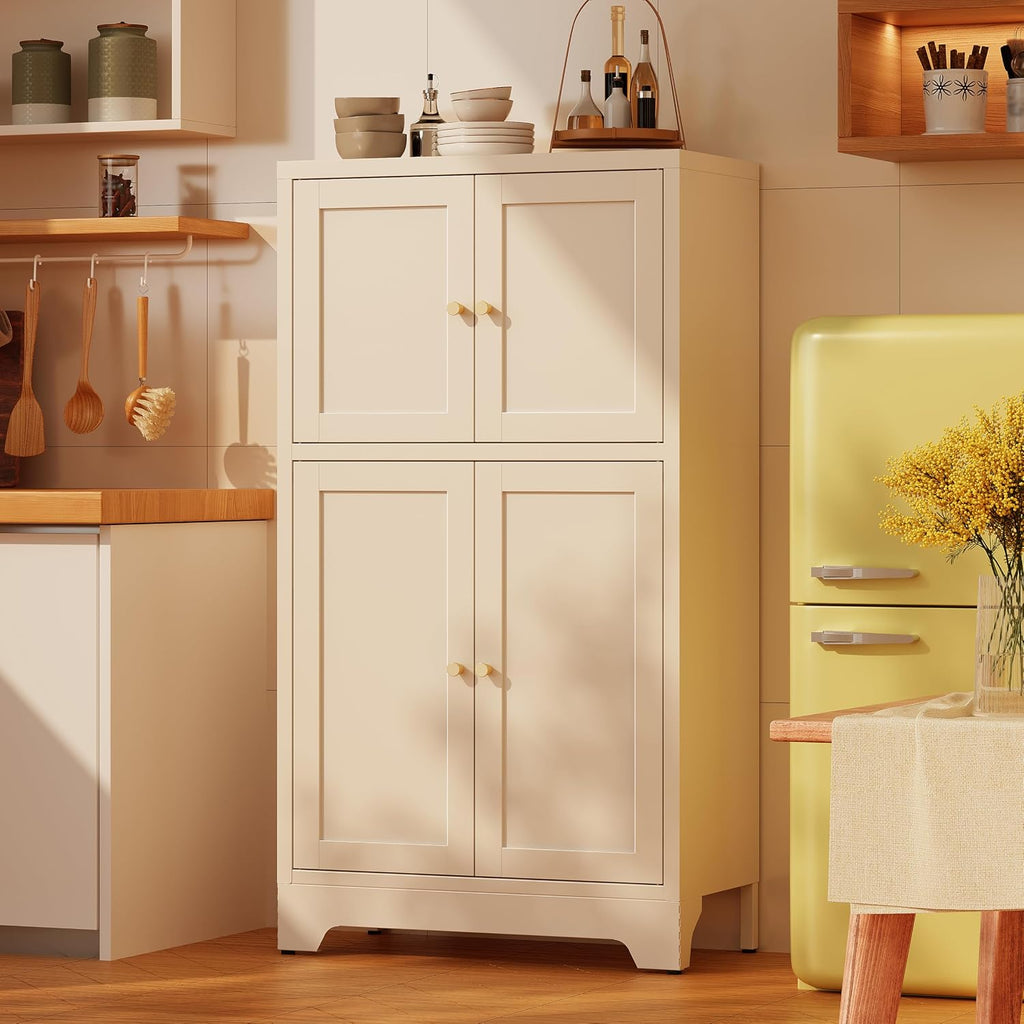43' H Small Cabinet,White Bathroom Storage Cabinet,Metal Bathroom Floor Cabinets Freestanding