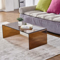 Premium Tempered Glass Coffee Table,Small Modern Coffee Table for Living Room,Match Well with Rug (Brown, 39.4'x19.7'x13.8')
