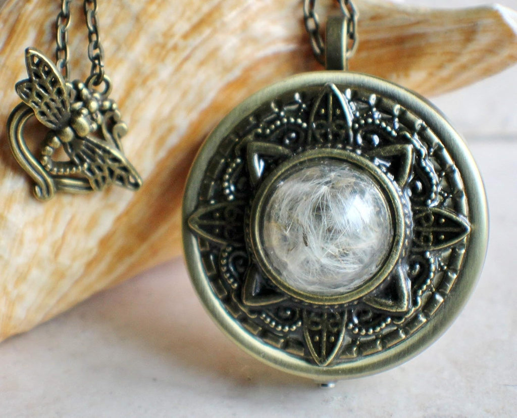 Dandelion Wish Music Box Locket in Bronze