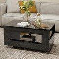 Glossy Coffee Table with Open Shelf Storage - High Gloss Modern Cocktail Table for Living Room, Bedroom, Office