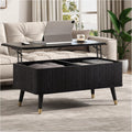 Lift Top Coffee Table with Storage, Modern Coffee Table with Solid Wood Legs, 38' Minimalist Fluted Center Table for Living Room, Home Office, Black