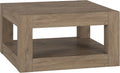 Henn&Hart 32' Wide Square Coffee Table in Weathered Gray, for Home, Living Room, Bedroom, Entertainment Room, Office