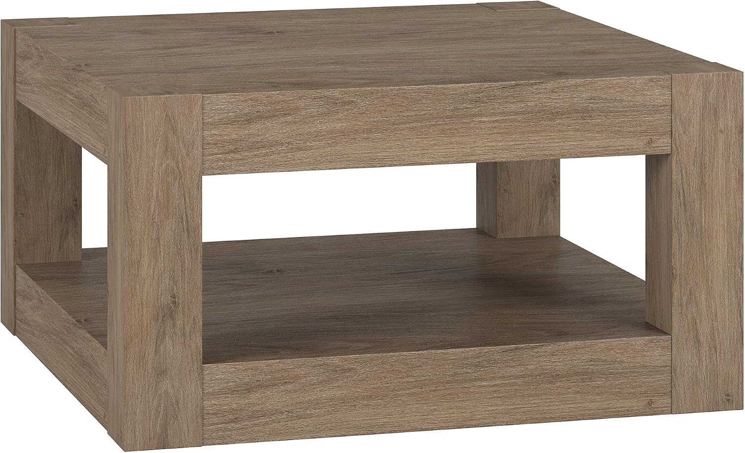 Henn&Hart 32' Wide Square Coffee Table in Weathered Gray, for Home, Living Room, Bedroom, Entertainment Room, Office