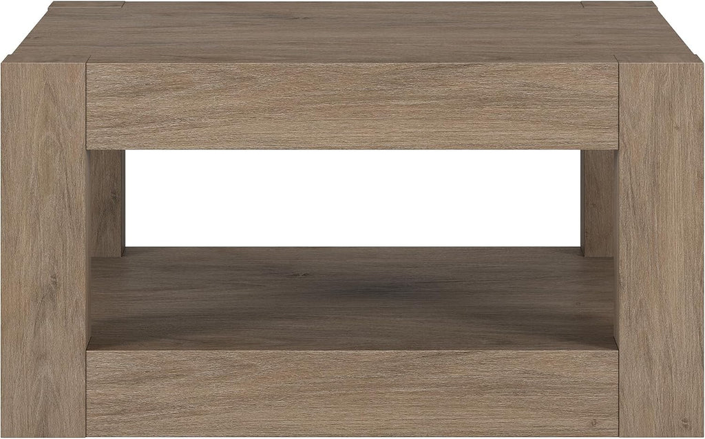 Henn&Hart 32' Wide Square Coffee Table in Weathered Gray, for Home, Living Room, Bedroom, Entertainment Room, Office