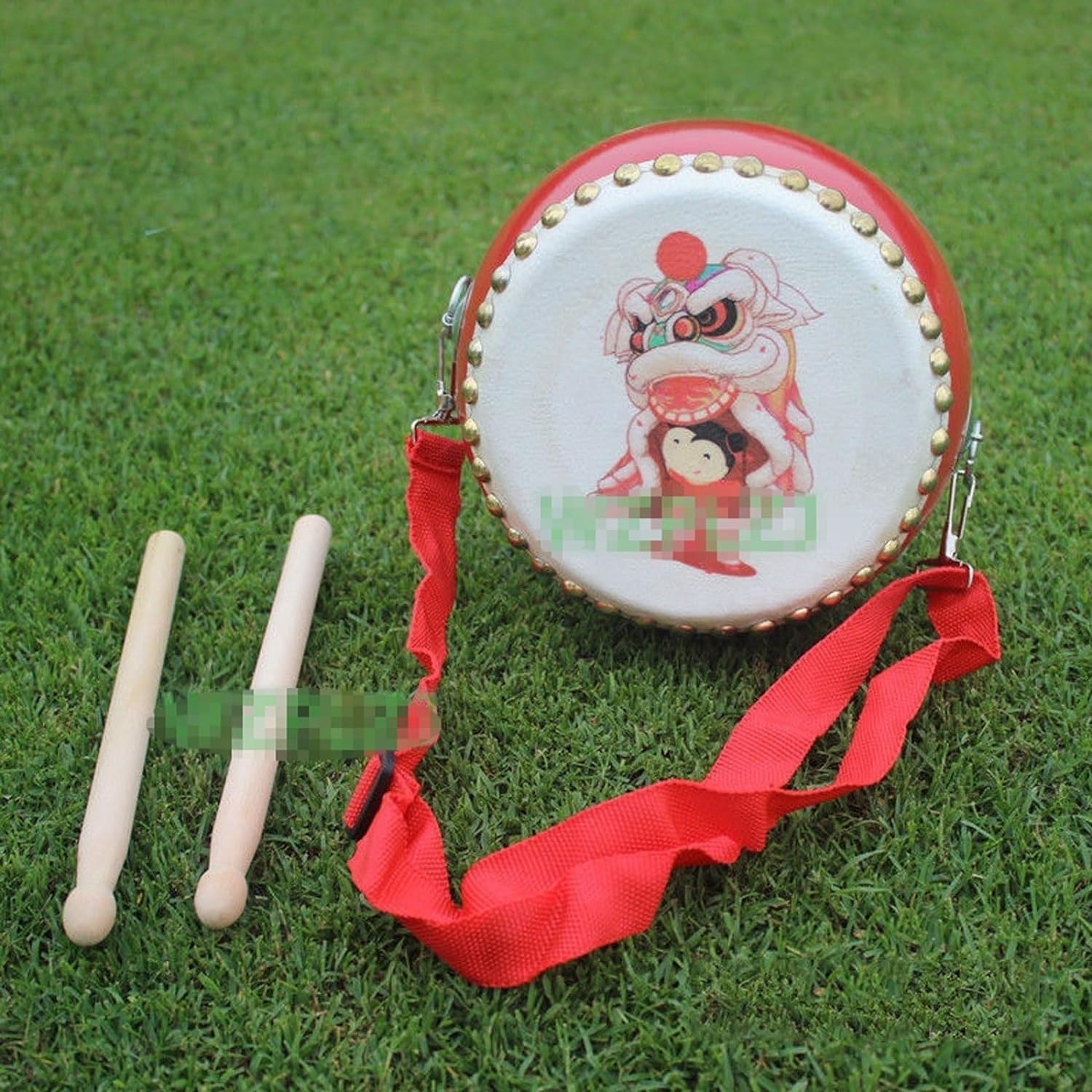 14 Inch Lion Dance Chinese New Year Lion Dance Outdoor Sports Costume Drum Gong Cymbals Dragon and Lion Dance Costume for 512 Age Boy Girl Party Carnival Festivall(White)