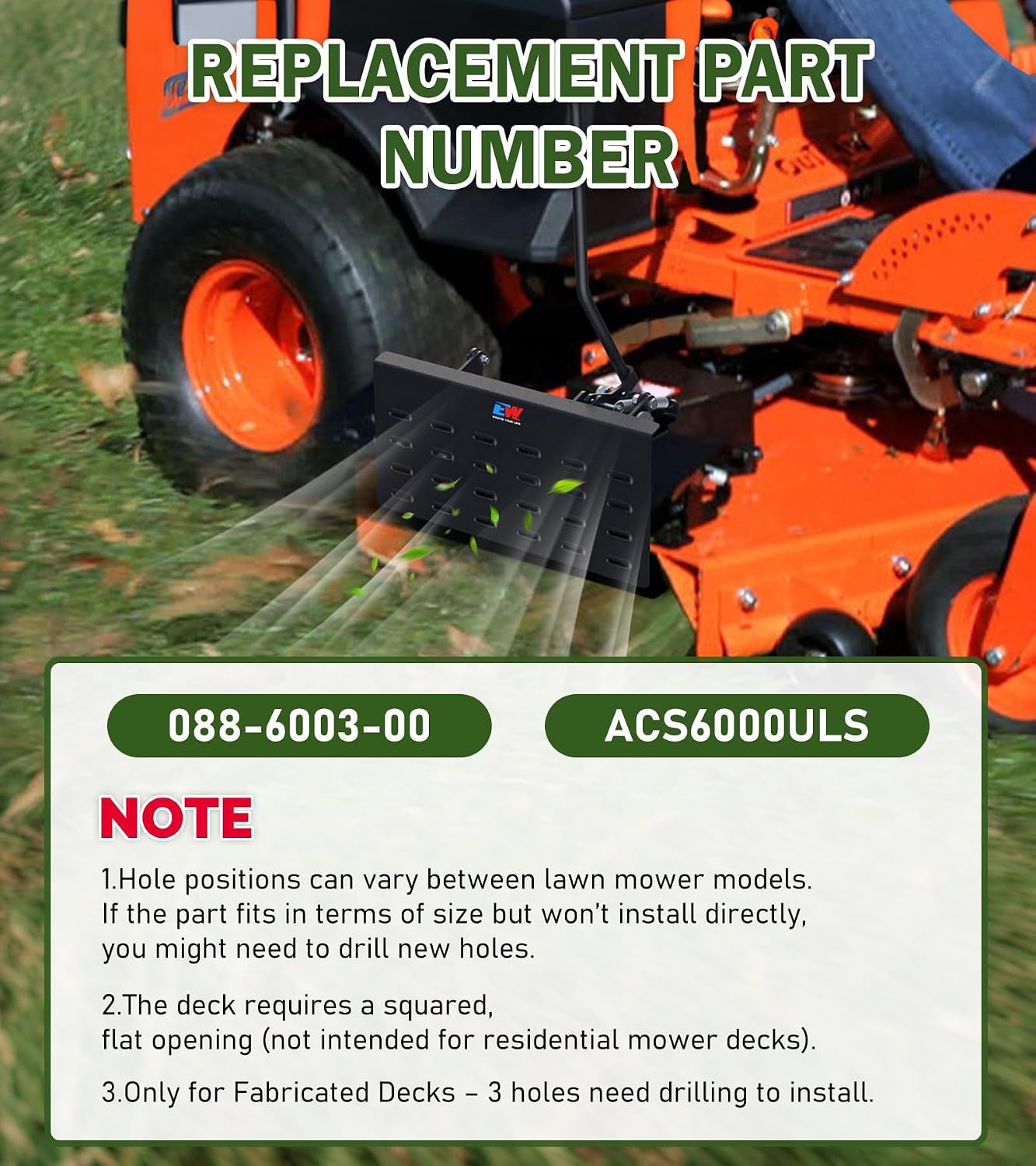 ELITEWILL Mower Chute Blocker for Zero Turn Mowers, Quick Flip Grass Flap with Handle Lever Fit for Ferris, Exmark, Gravely, Hustler, Toro, Kubota ZTR Lawn Mowers Replace OE ACS6000ULS