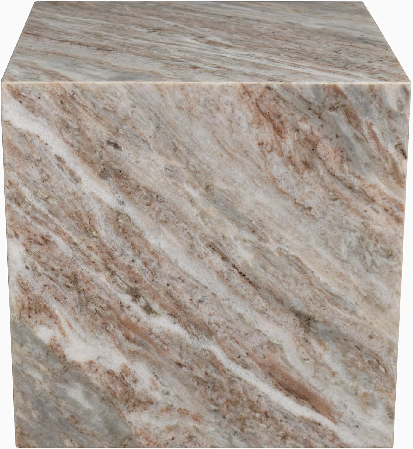 JONATHAN Y MTB1101A Felix 15' Contemporary Natural Marble Handmade Cube End Table for Living Room, Bedroom, Bathroom, Gray/Beige