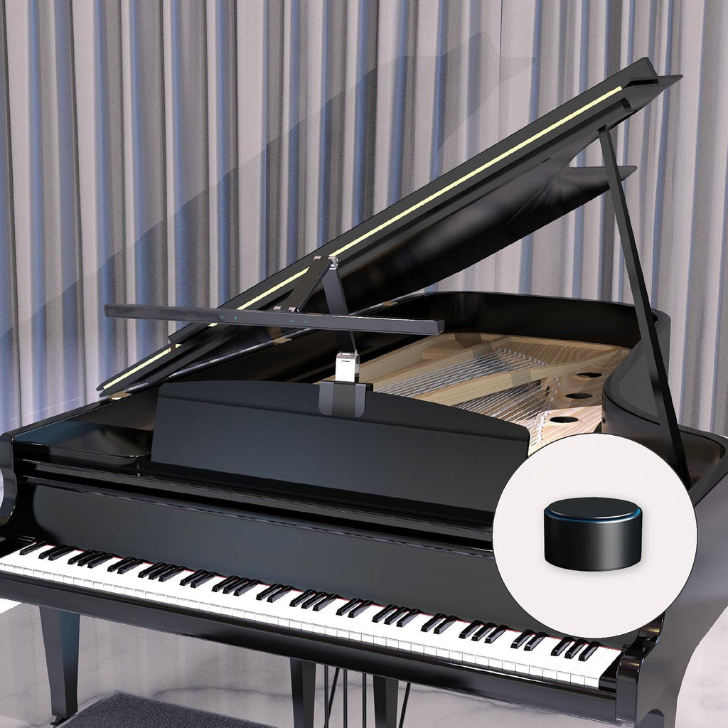 Stella-Pro Piano Light Double Arm Clip On: Professional Design, Asymmetric, Anti-Glare Lighting, Light Sensor, 3000K~6500K CCT Adjustable, Dimmable + Remote Control, 12W LED Eye Protection