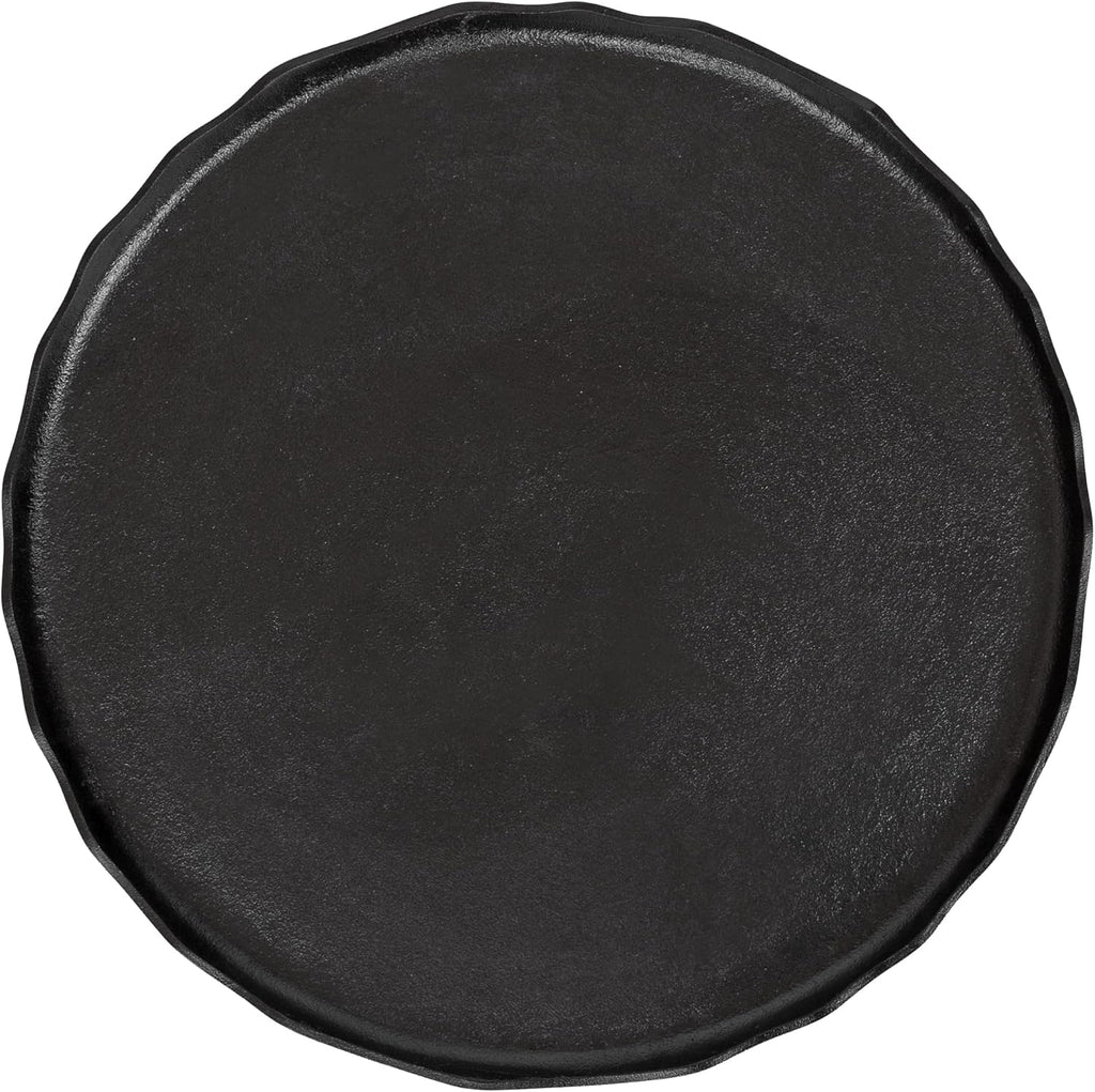 Kate and Laurel Alessia Modern Round Metal Coffee Table; 26 x 26 x 16; Black; Sand Cast Aluminum Coffee Table with Raised Deckled Edge for Storage and Display
