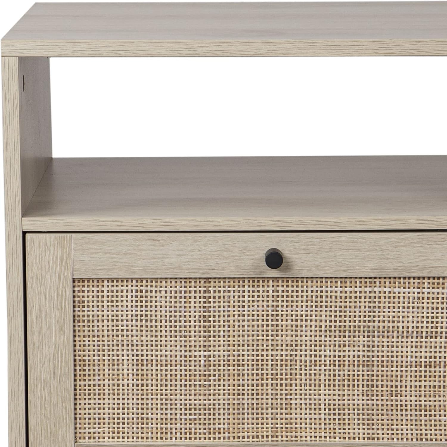 Nathan James Mina Side, End or Accent Table in a Natural Oak Wood Finish & Matte Black Accents with Storage for Living Room or Nightstand for Bedroom, Oak/Black, Set of 2