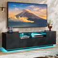 WLIVE LED TV Stand for 55/60/65 Inch TVs, Modern Entertainment Center with Storage Cabinets and Drawer, Gaming Media TV Console with RGB Lights for Living Room, Black