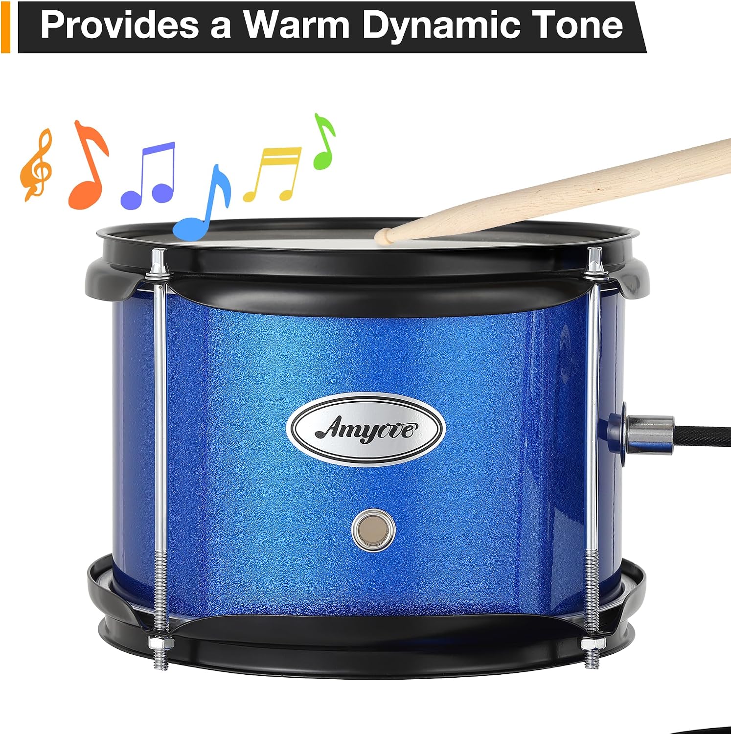 3-Piece Beginner Drum Set, Beginner Drum Set,with Bass Tom Snare Drum, 14 Inch Drum Kit with Snare, Cymbal, Drumsticks, Adjustable Seat (Blue)