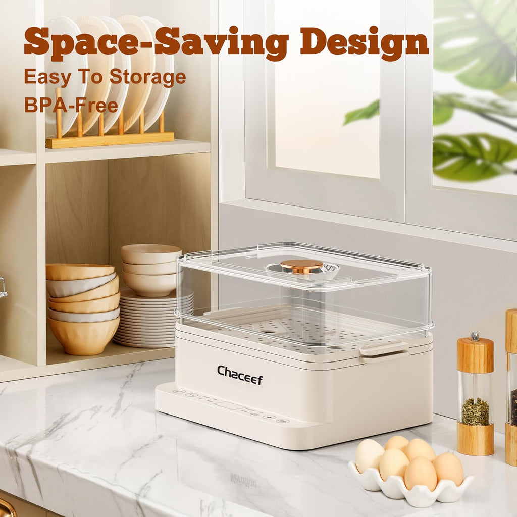 CHACEEF Electric Food Steamer for Cooking, Multi-Level Kitchen Appliance for Home Cooking