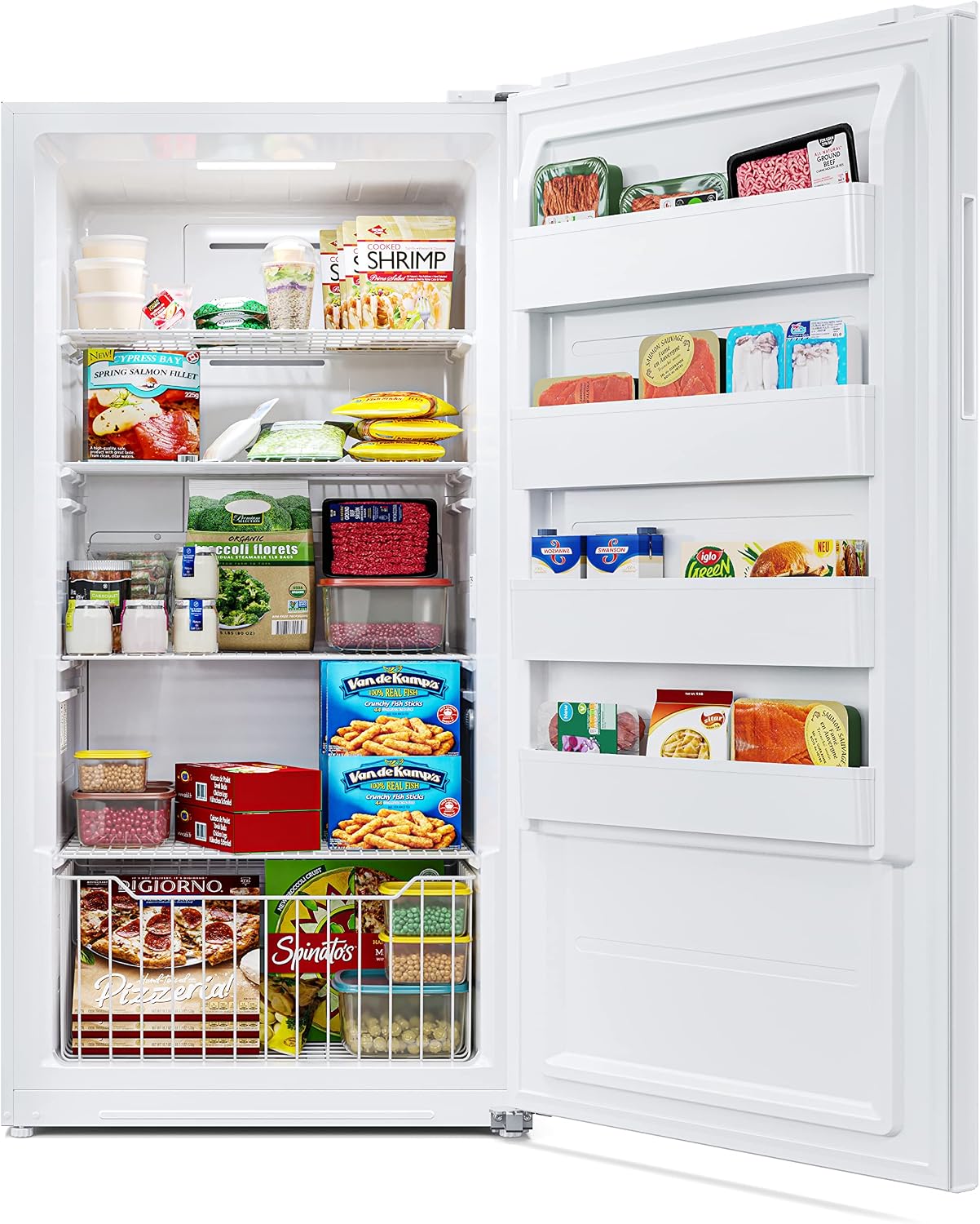 KoolMore Upright Freezer/Refrigerator Convertible, 2-in-1 Appliance, Home, Dorm, and Garage Ready Fridge/Freezer Storage for Fresh or Frozen Food and Drinks, Wire Shelves and Drawer [White] (RUF-17C)