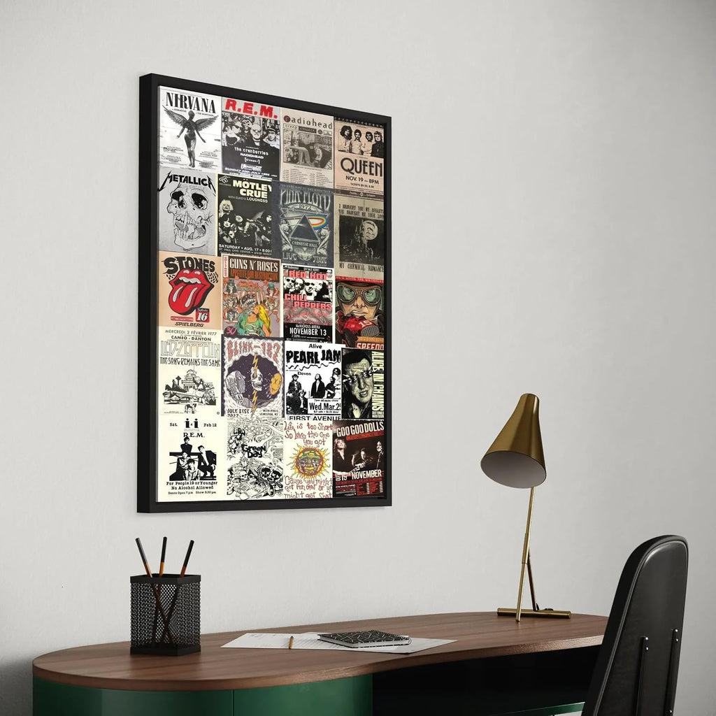 Canvastoria Rock 'n' Roll Legends Wall Art – Iconic Music Canvas Poster Print | Vintage Rock Band Collage for Music Lovers