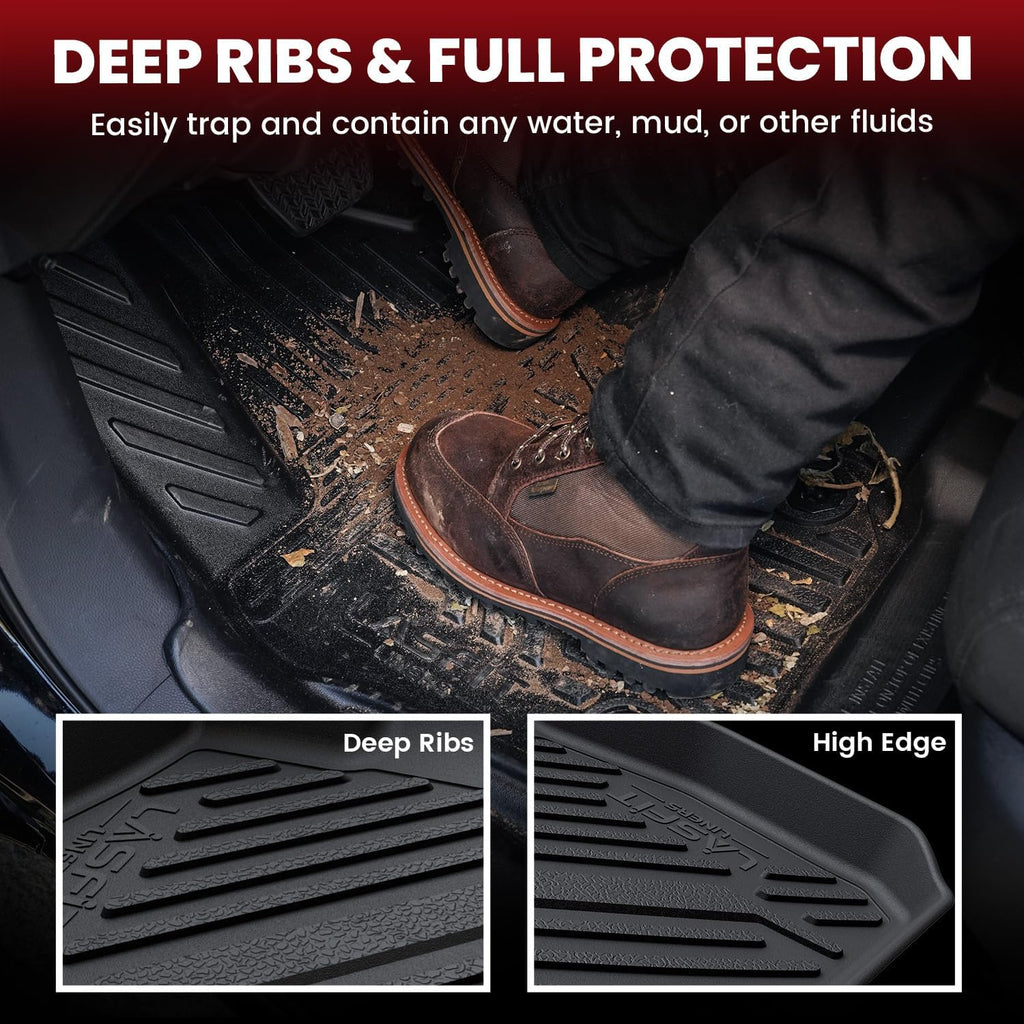 LASFIT Floor Mats for Honda Accord Sedan 2012 2011 2010 2009 2008, All Weather Custom Fit TPE Floor Liners 1st & 2nd Row, Black (Not for Coupe)