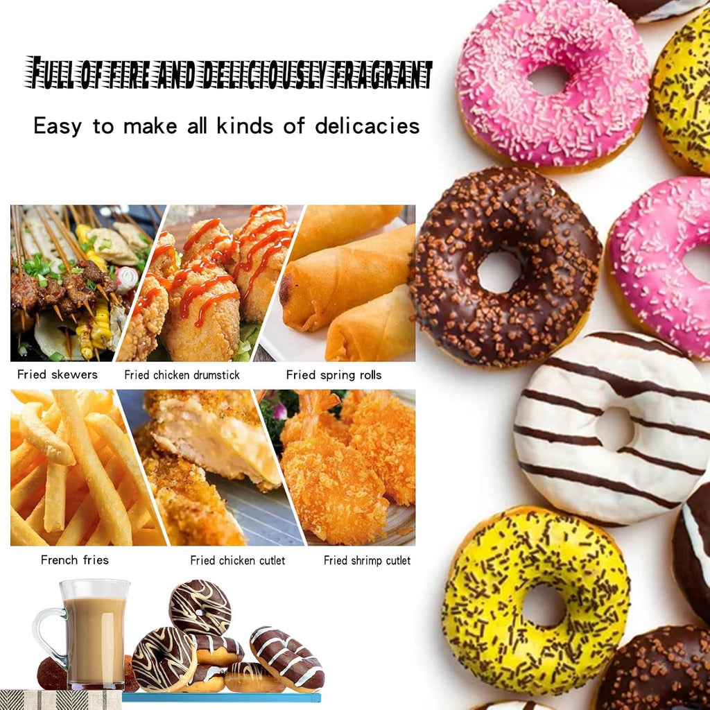 Kolice Commercial Natural Gas Heating Donuts Frying Machine Donuts Maker Doughnut Frying Making Machine with 3 Different Molds, Chicken Legs/Popcorn Chicken Fryer
