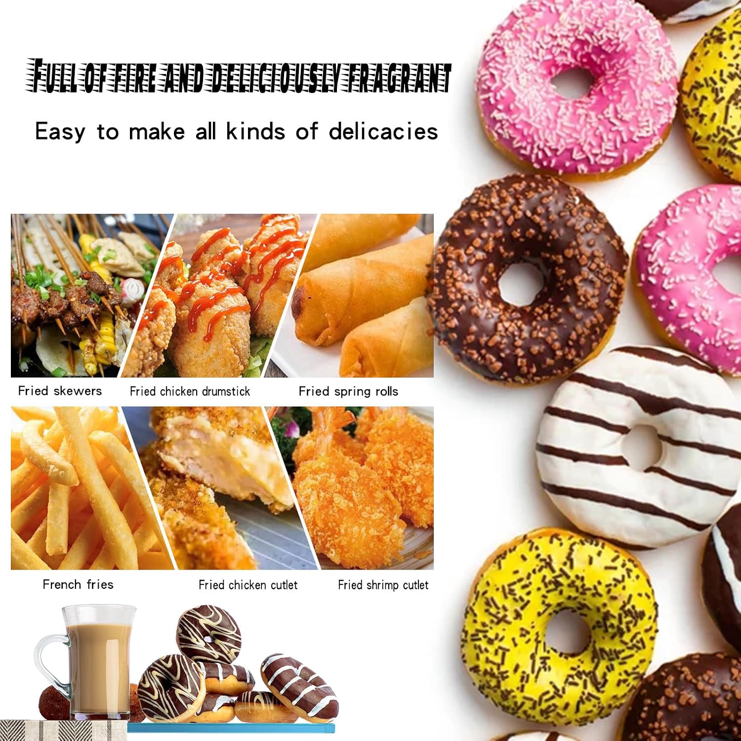 Kolice Commercial Natural Gas Heating Donuts Frying Machine Donuts Maker Doughnut Frying Making Machine with 3 Different Molds, Chicken Legs/Popcorn Chicken Fryer