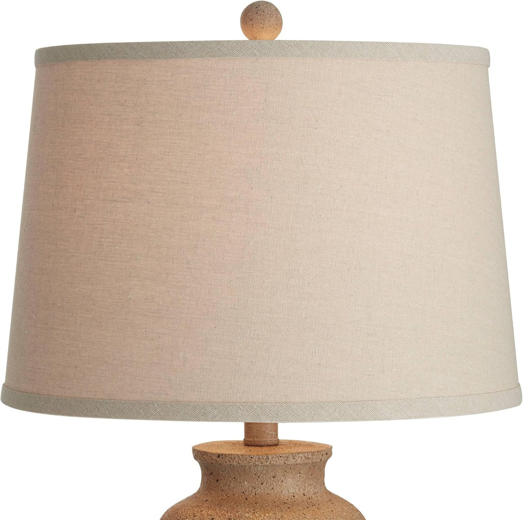 Regency Hill 25 1/2' High Farmhouse Rustic Coastal Country Cottage Table Lamps Set of 2 Beige Fabric Oatmeal Shade Living Room Bedroom Bedside Nightstand House Office Home Reading Kitchen Entryway
