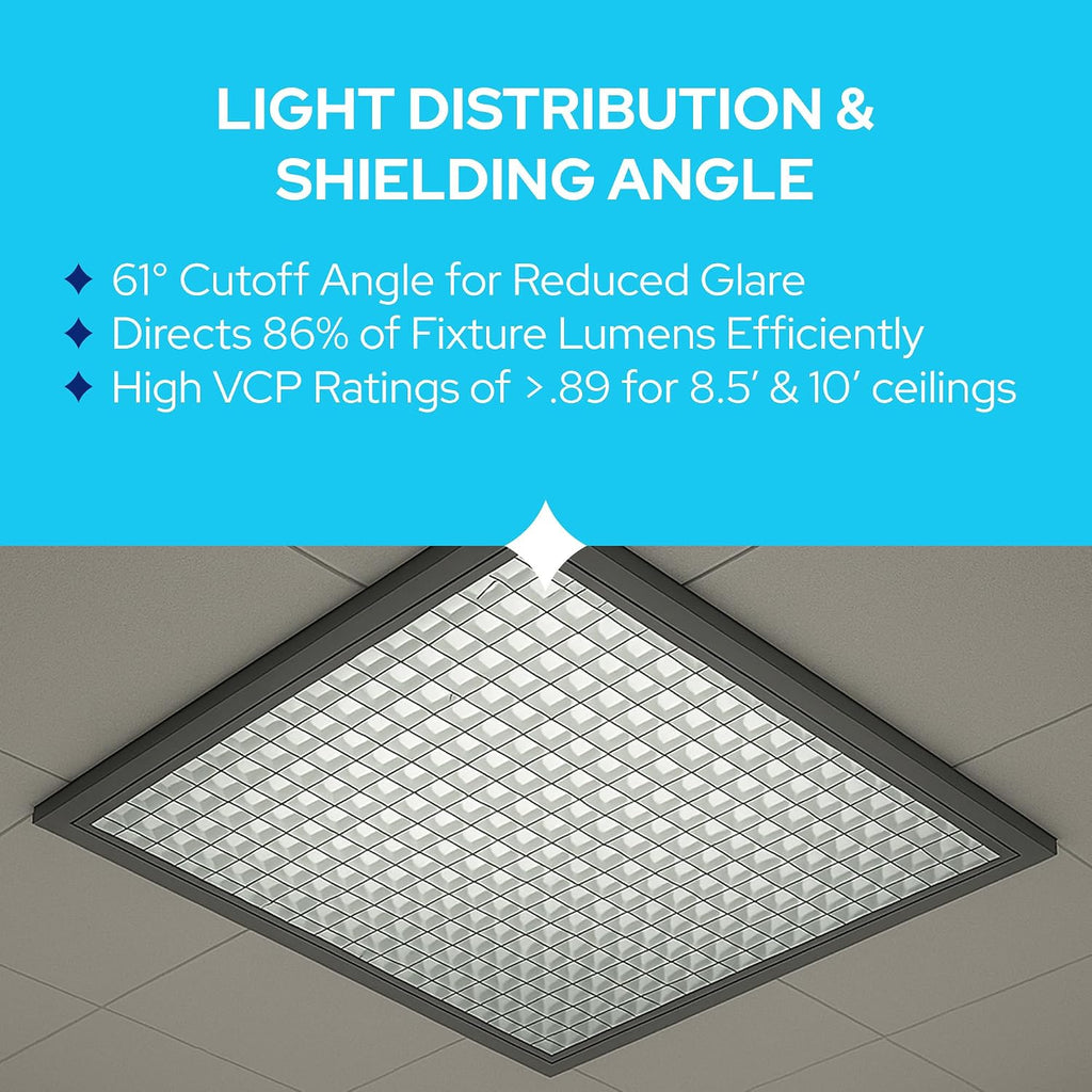 KASTLITE para-Lite 5 Parabolic Louver Ceiling Light Cover - Visual Comfort Overhead Lamp Diffuser | 23-11/16'x 47-11/16' | 3/4' X 3/4' X 3/8' Cell Size | Silver Polystyrene Shades, Grid-Style, 3-Pk