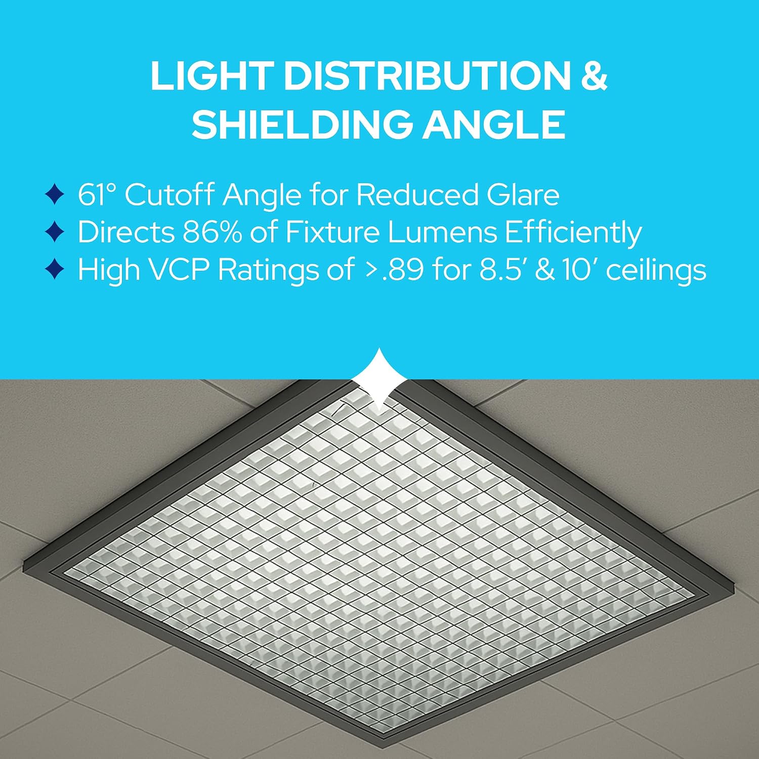 KASTLITE para-Lite 5 Parabolic Louver Ceiling Light Cover - Visual Comfort Overhead Lamp Diffuser | 23-11/16'x 47-11/16' | 3/4' X 3/4' X 3/8' Cell Size | Silver Polystyrene Shades, Grid-Style, 3-Pk