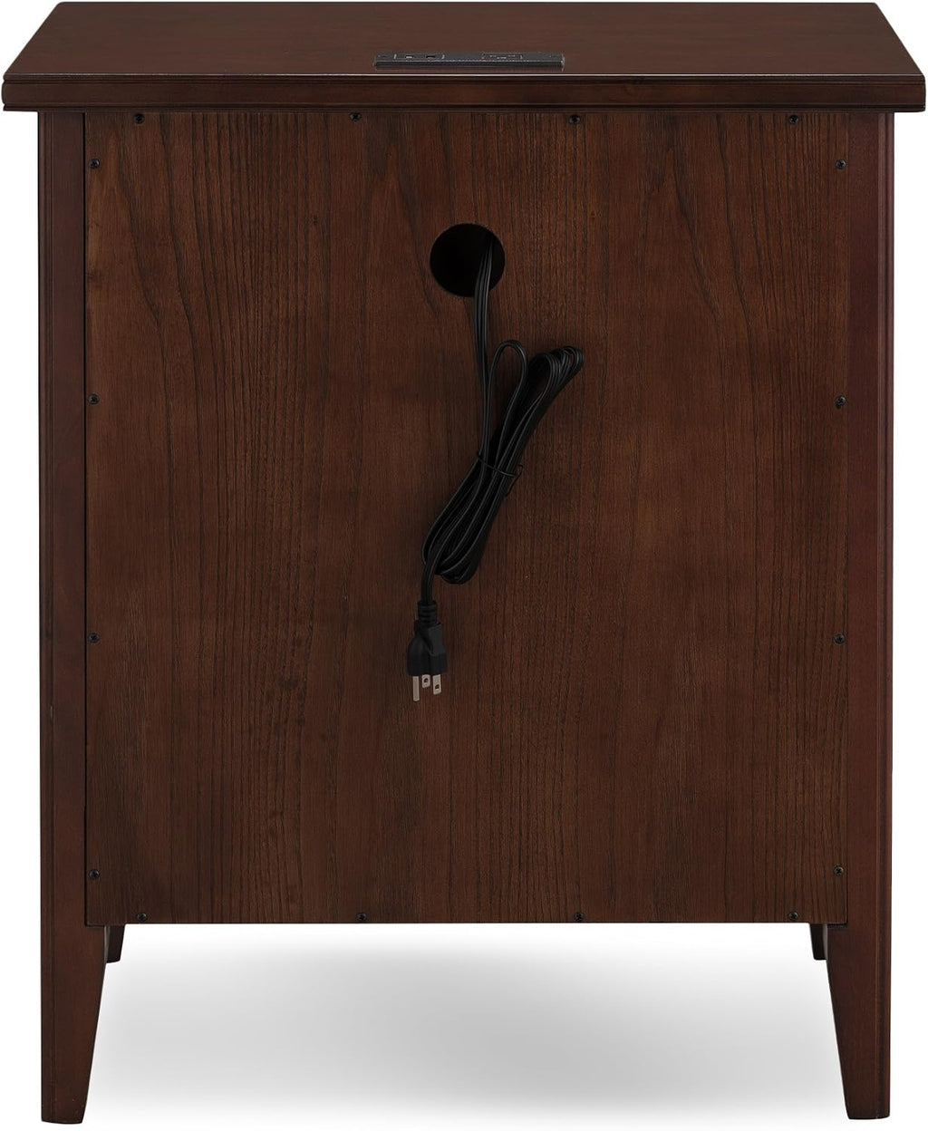 Leick Home Laurent Side Table Nightstand with USB-C Charging Station, Solid Wood, Perfect for Bedrooms, Living Rooms, and Small Spaces, 16'D x 24'W x 28'H, Chocolate Cherry Brown