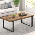 FOLUBAN Coffee Table, Modern Rustic Wood and Metal Center Table, Industrial Rectangle Cocktail Tea Table for Living Room, Brown, 47 Inch
