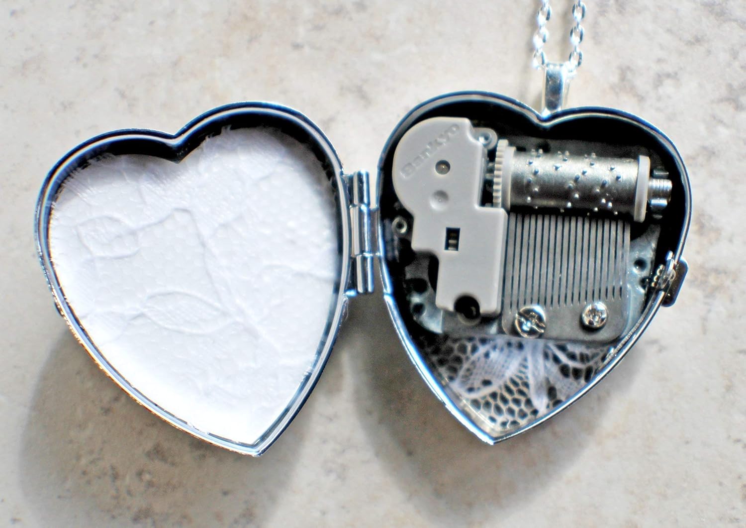 Bronze and Silver Heart Music Box Locket