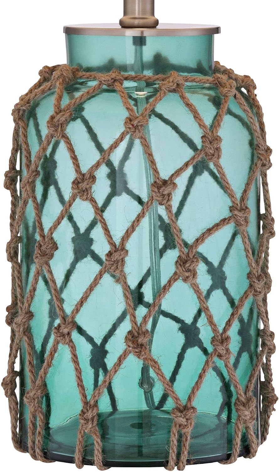 360 Lighting Crosby Cottage Accent Table Lamps 22.5' High Set of 2 Natural Coastal Blue Green Rope Net Off White Drum Shade Decor for Living Room Bedroom House Bedside Nightstand