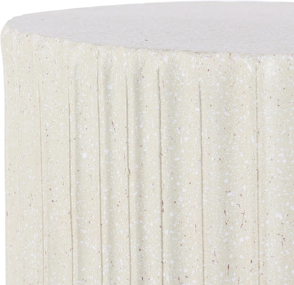 JONATHAN Y TBL1102B Louisa 19' Modern Art Deco Tambour Indoor/Outdoor Accent Table Art Deco, Minimalist, Contemporary, Bohemian, Mid-Century, Patio, Garden, Bathroom,Living Room, Cream Terrazzo Finish
