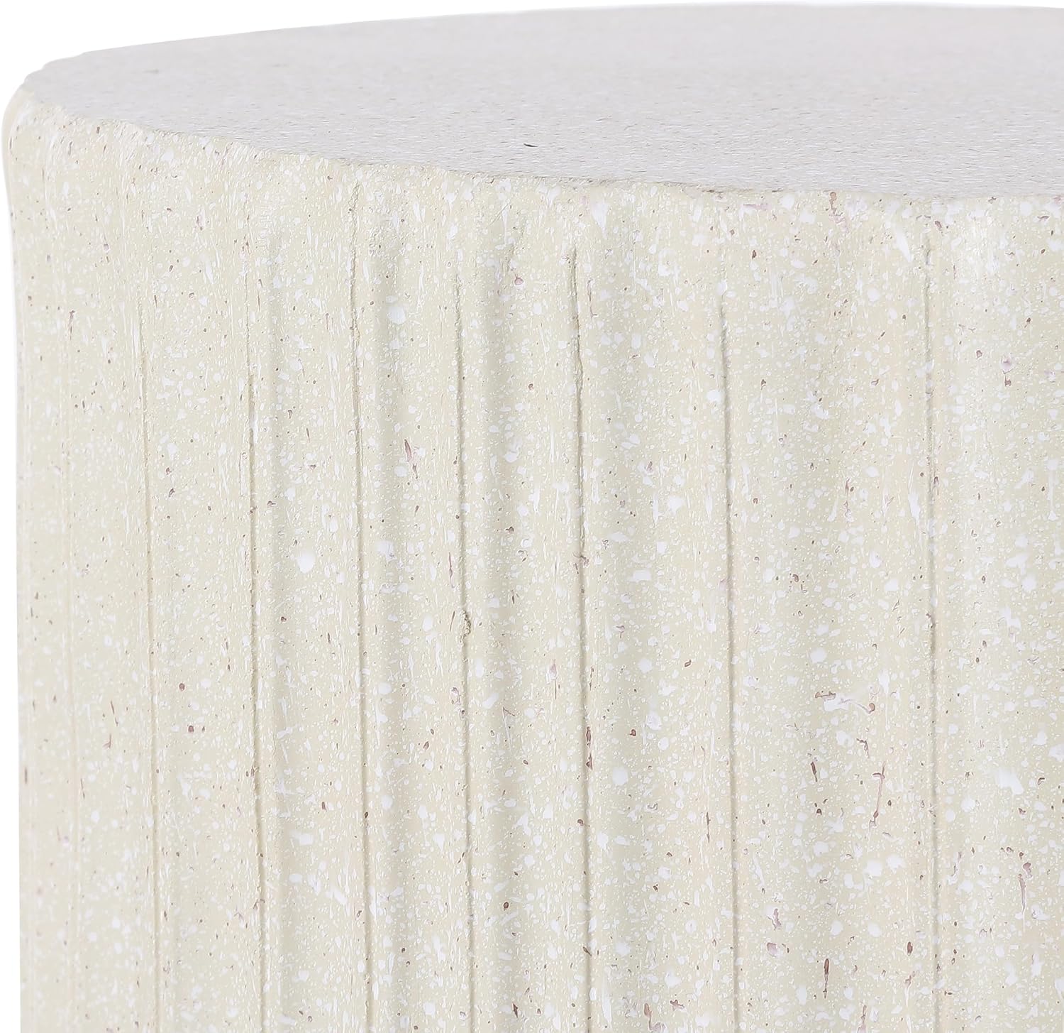 JONATHAN Y TBL1102B Louisa 19' Modern Art Deco Tambour Indoor/Outdoor Accent Table Art Deco, Minimalist, Contemporary, Bohemian, Mid-Century, Patio, Garden, Bathroom,Living Room, Cream Terrazzo Finish