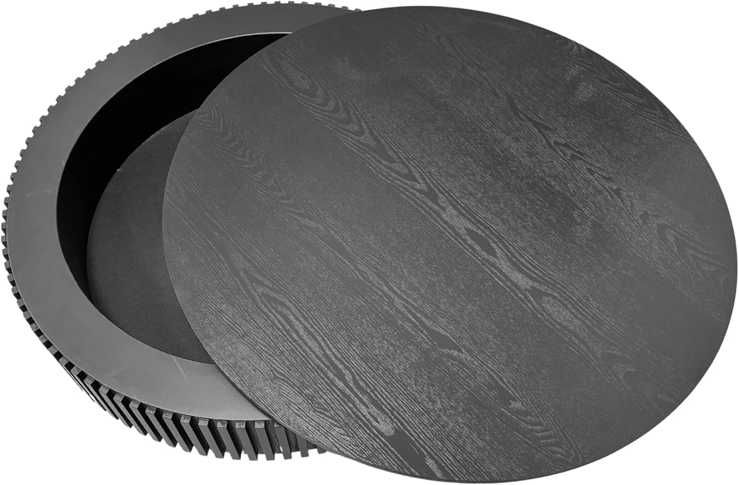 39.37' Round Coffee Table with Storage for Living Room Wood Coffee Table Contemporary Circle Center Table for Apartment, Easy Assembly, Black