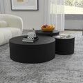 WILLIAMSPACE Black Round Coffee Table Set of 3, Modern Circle Wood Coffee Table Set, 3 Peice Nesting Coffee Accent Side Table End Table for Home Office, No Assembly (3 PCS, Black)