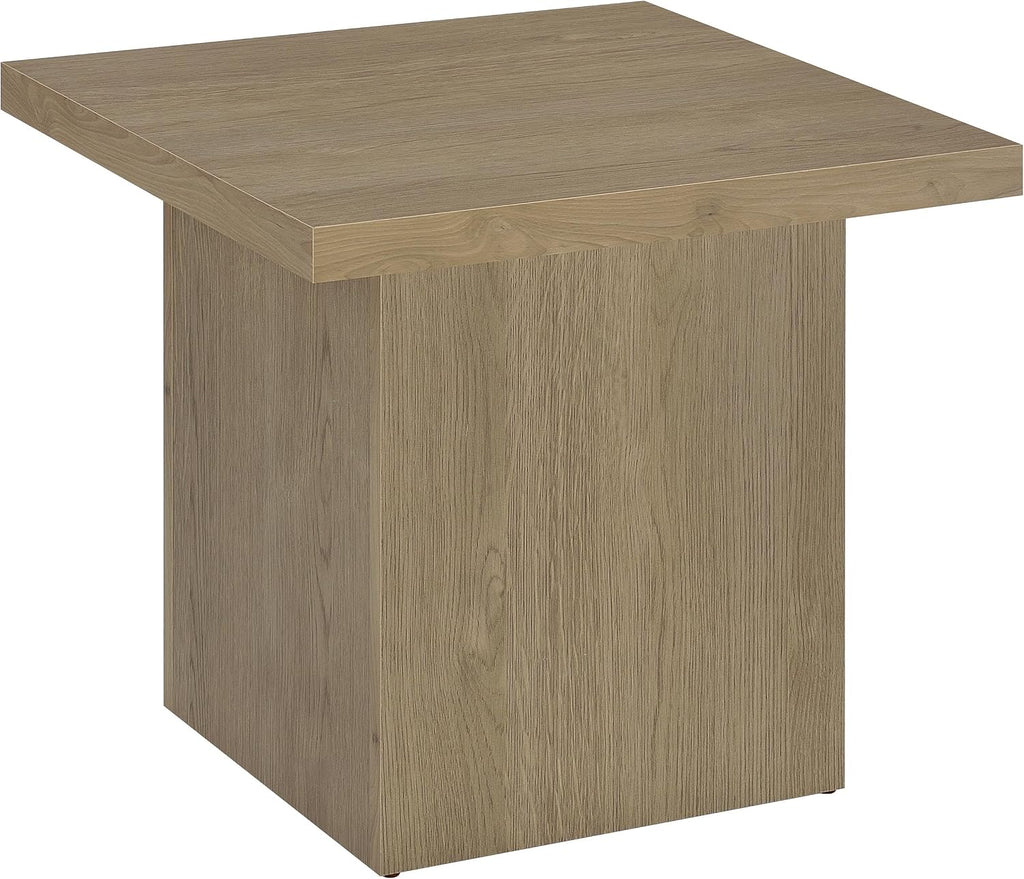 Coaster Home Furnishings - Devar - Wood - Square End Table with Thick Top, Plinth Base, Scratch Resistance and Blocky Frame - Living Room - 23.5-Inch - Latte - 710917