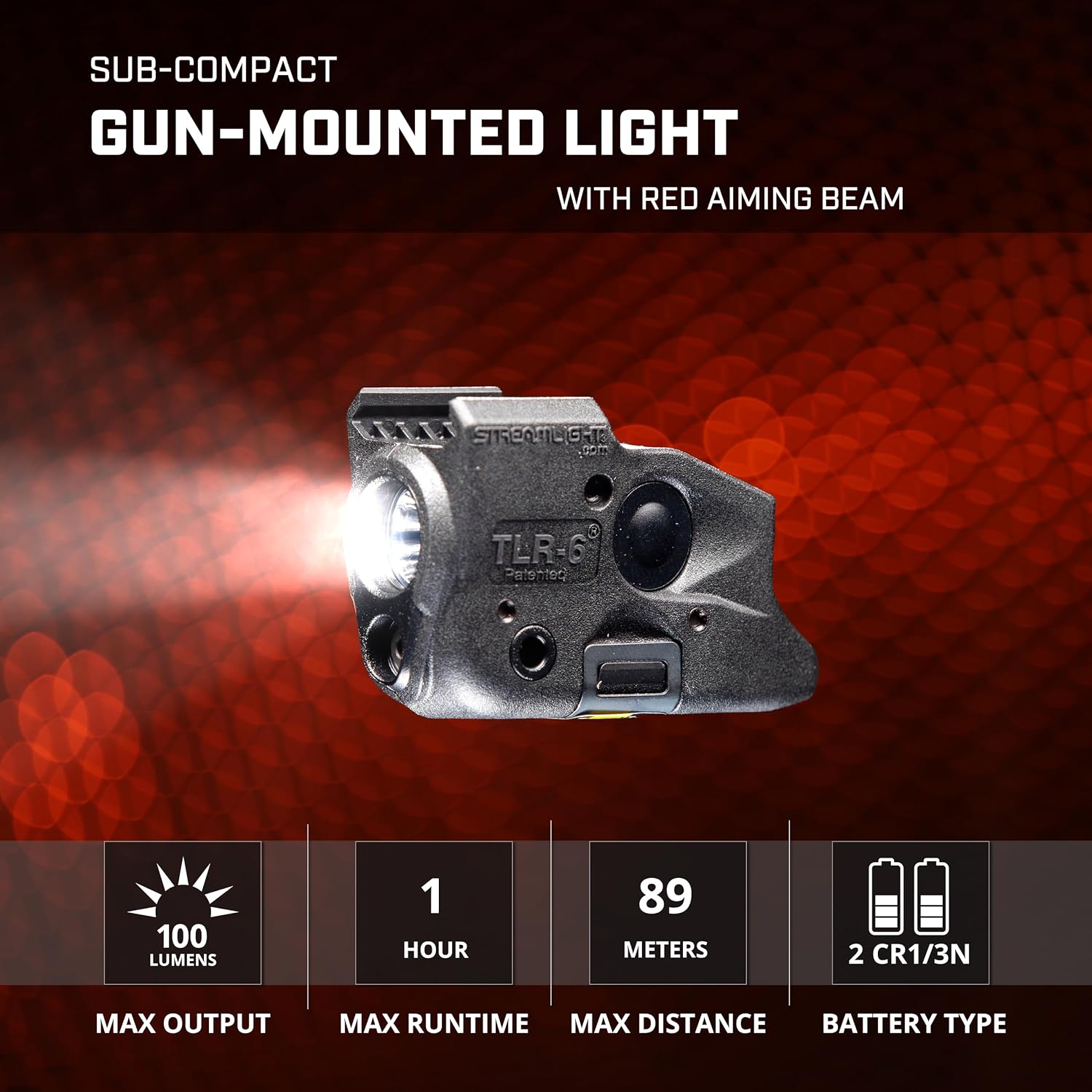 Streamlight 69290 TLR-6 100-Lumen Tactical Weapon Light with Integrated Red Aiming Laser Designed Exclusively and Solely for Select Glock Railed Handguns, Black
