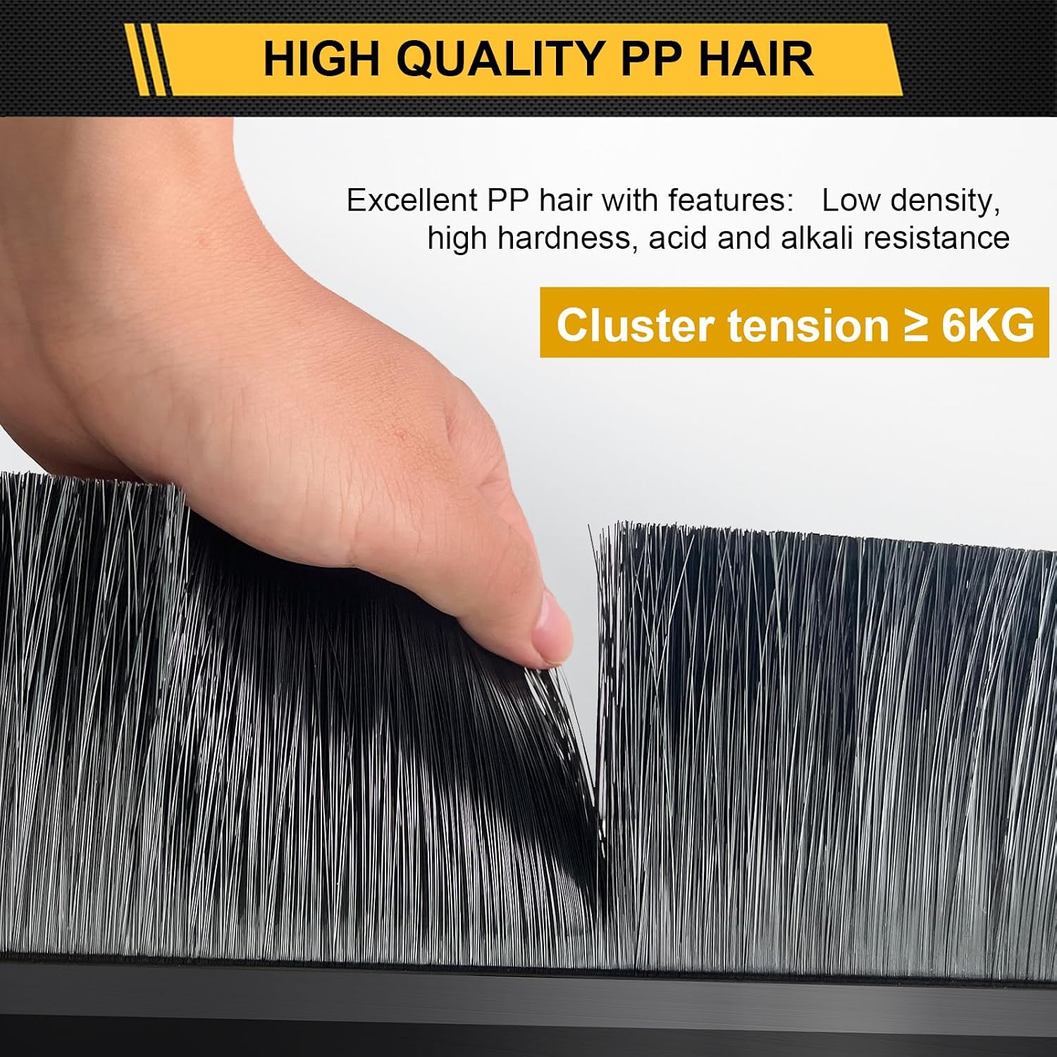 12-Pack Garage Door Brush Seal – Cepia Black Bottom Sweep – Roll-Up Door Stripping, 2.80' Wide x 39.3' Long, Aluminum Alloy Base, Ideal for Exterior Doors and Industrial Use (472.4 in / 1200 cm)