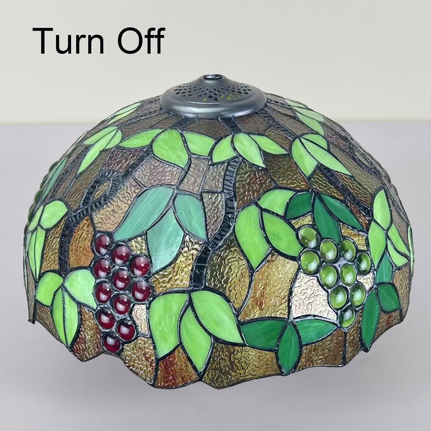 Tiffany Lamp Shade Replacement 16X9 Inch Vintage Stained Glass Lampshades Only with Cap Christmas Home Decor Green Grape Design Handmade Light Cover for Table lamp Pendant Light Floor Lamp