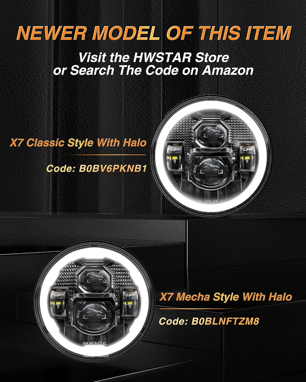 HWSTAR Pair New Upgraded 1000% Brighter Anti-glare 7 Inch Led Headlights Round Compatible with Jeep Wrangler JK JKU TJ LJ Chevy Ford GMC Dodge Mazda Nissan VW Mack etc DOT H6024 Hi/Low Sealed Beam