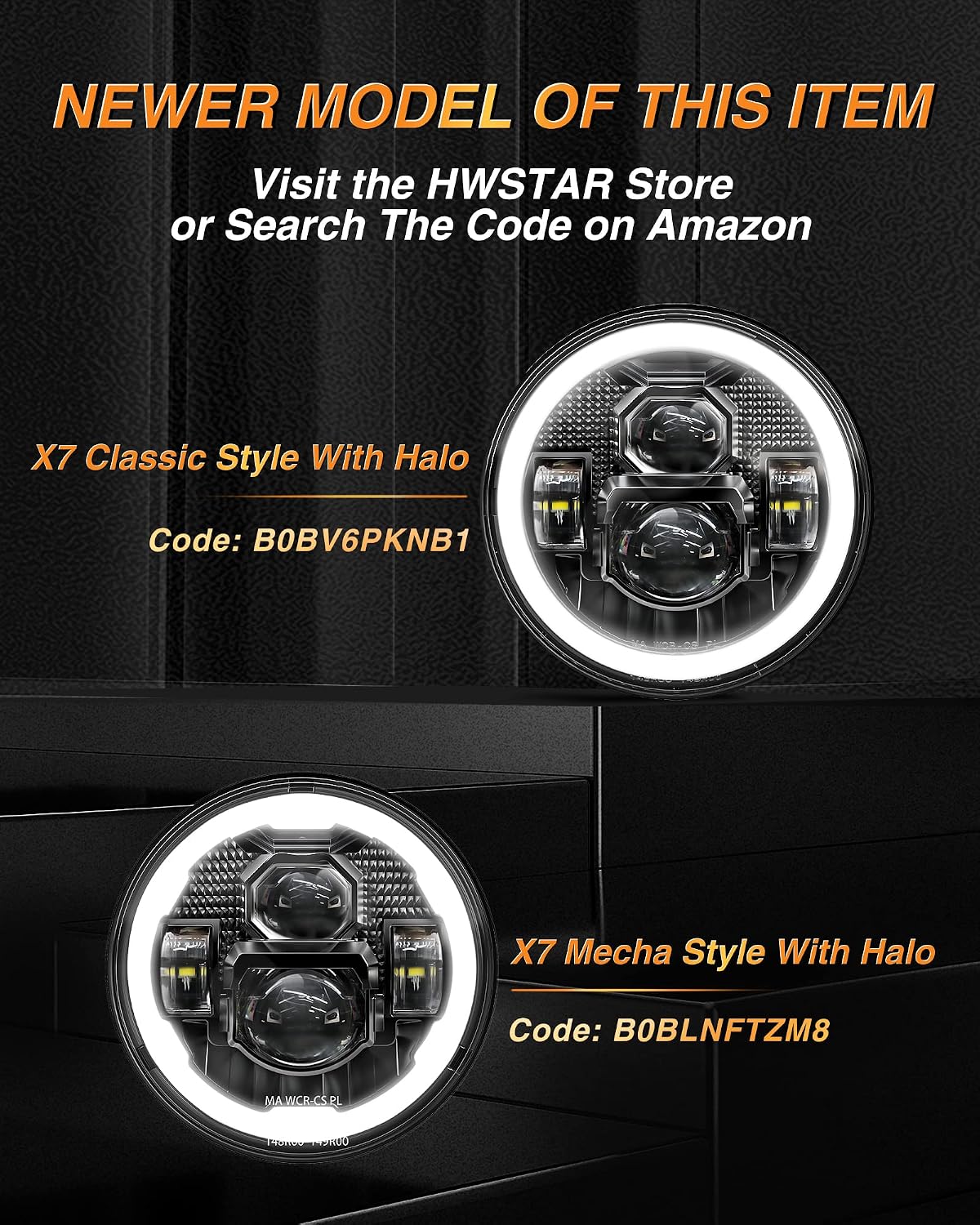 HWSTAR Pair New Upgraded 1000% Brighter Anti-glare 7 Inch Led Headlights Round Compatible with Jeep Wrangler JK JKU TJ LJ Chevy Ford GMC Dodge Mazda Nissan VW Mack etc DOT H6024 Hi/Low Sealed Beam