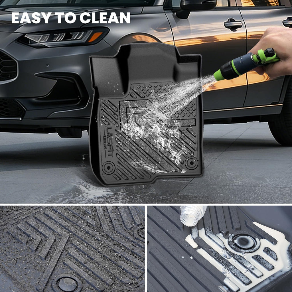 LASFIT Floor Mats for Honda Civic Hybrid Sedan 2025 2026 & Hybrid Hatchback 2025 2026, All Weather TPE Custom Fit Car Floor Liner, 1st & 2nd Row, Black