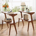Tribesigns Set of 2 Wood End Table, Rustic Couch Side Table, Farmhouse Narrow Bedside Table for Bedroom, Living Room, Small Spaces, Easy Assembly, Rustic Brown