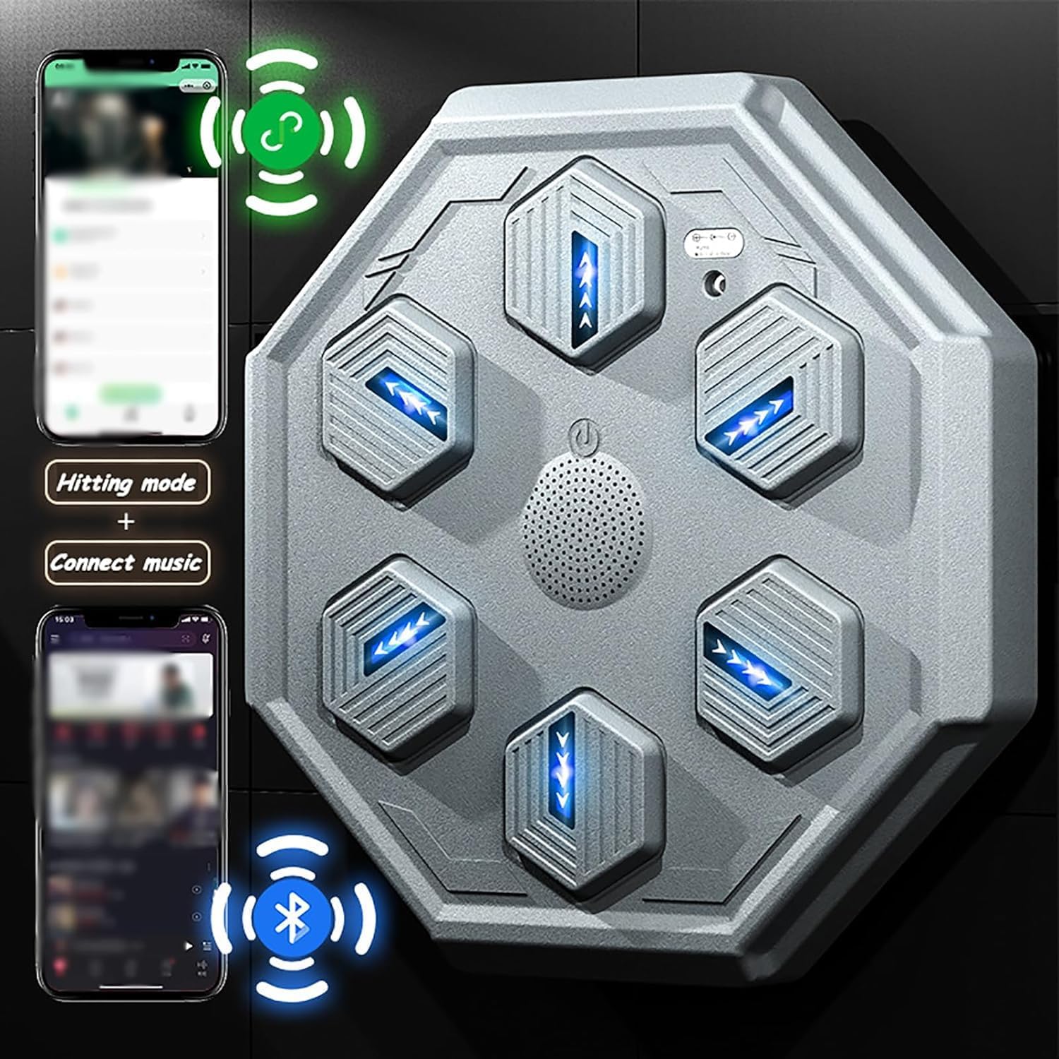 1pc Smart Bluetooth Boxing Machine Boxing Reaction Target Boxing Machine Music Boxing Target Speed Hand Eye Reaction and Coordination Boxing Equipmentfor Kids and Adults Y0-1011