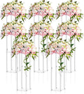 Geetery 8 Pieces Tall Acrylic Vase Wedding Centerpieces Clear Flower Stand Column Geometric Floral Vase Elegant Display Holder for Birthday Party Wedding Table Decorations (28 Inch)