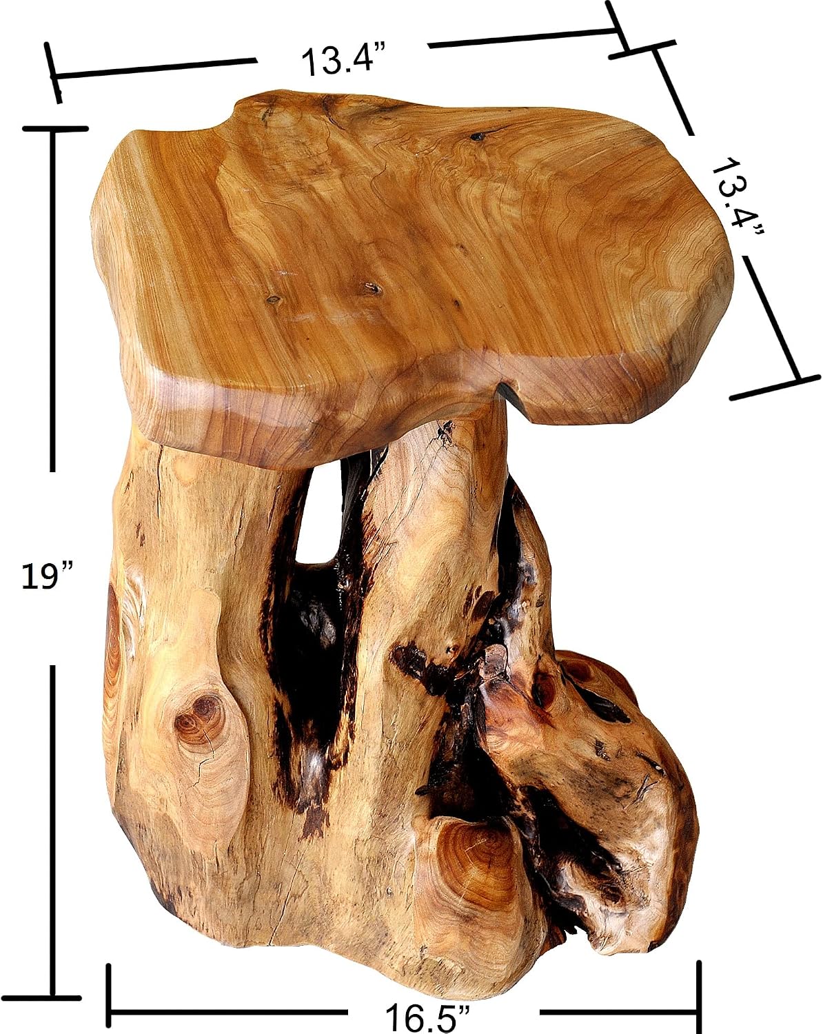 Greenage Cedar Roots Flower Stand Stool Tree Stump End Table 13.5' x 15.5' x 19' H Live Edge Wood Side Table for Living Room Bedroom Garden