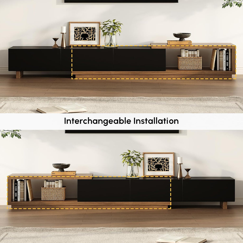 homary Extendable TV Stand, Adjustable Width Modern Media Console with 3 Drawers, Premium MDF Entertainment Center for 71–100 Inch TVs, Living Room & Apartment
