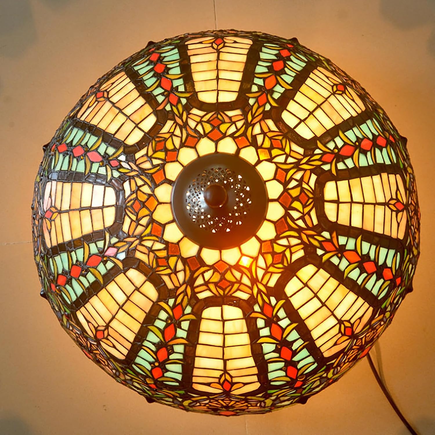 22 Inch Large Blue Baroque Shade Replacement, Vintage Style Green Red Stained Glass Lampshade for Table Lamp Bedside Lamp Ceiling Light Floor Lamp,