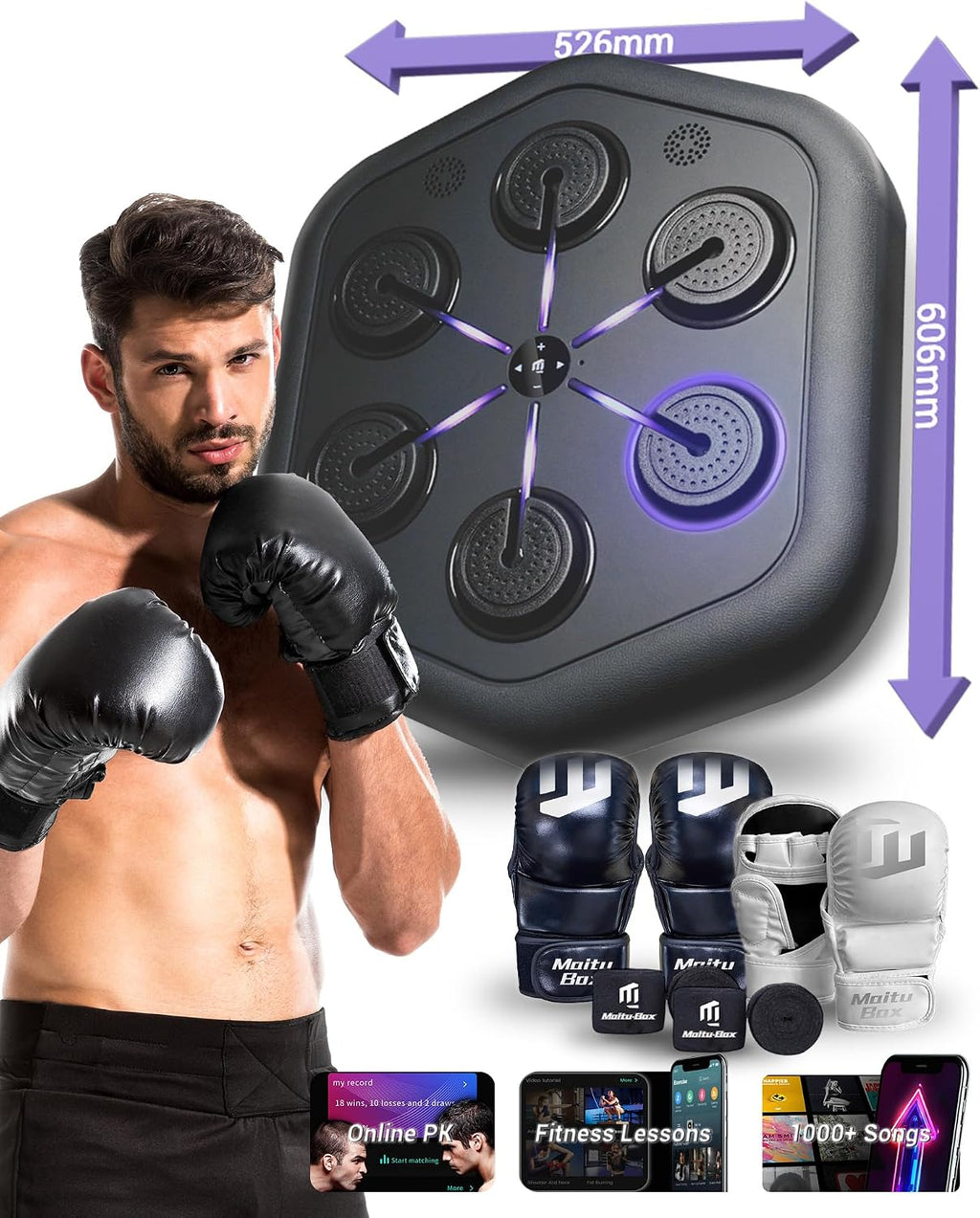 2026 Upgraded Music Boxing Machine M5, Smart Wall-Mount Punching Bag with 24H Standby, 4000+ Music, 160 Synced LED Lights, APP Control, Stereo Sound, Wall-Mount Punching Bag for Home Gym